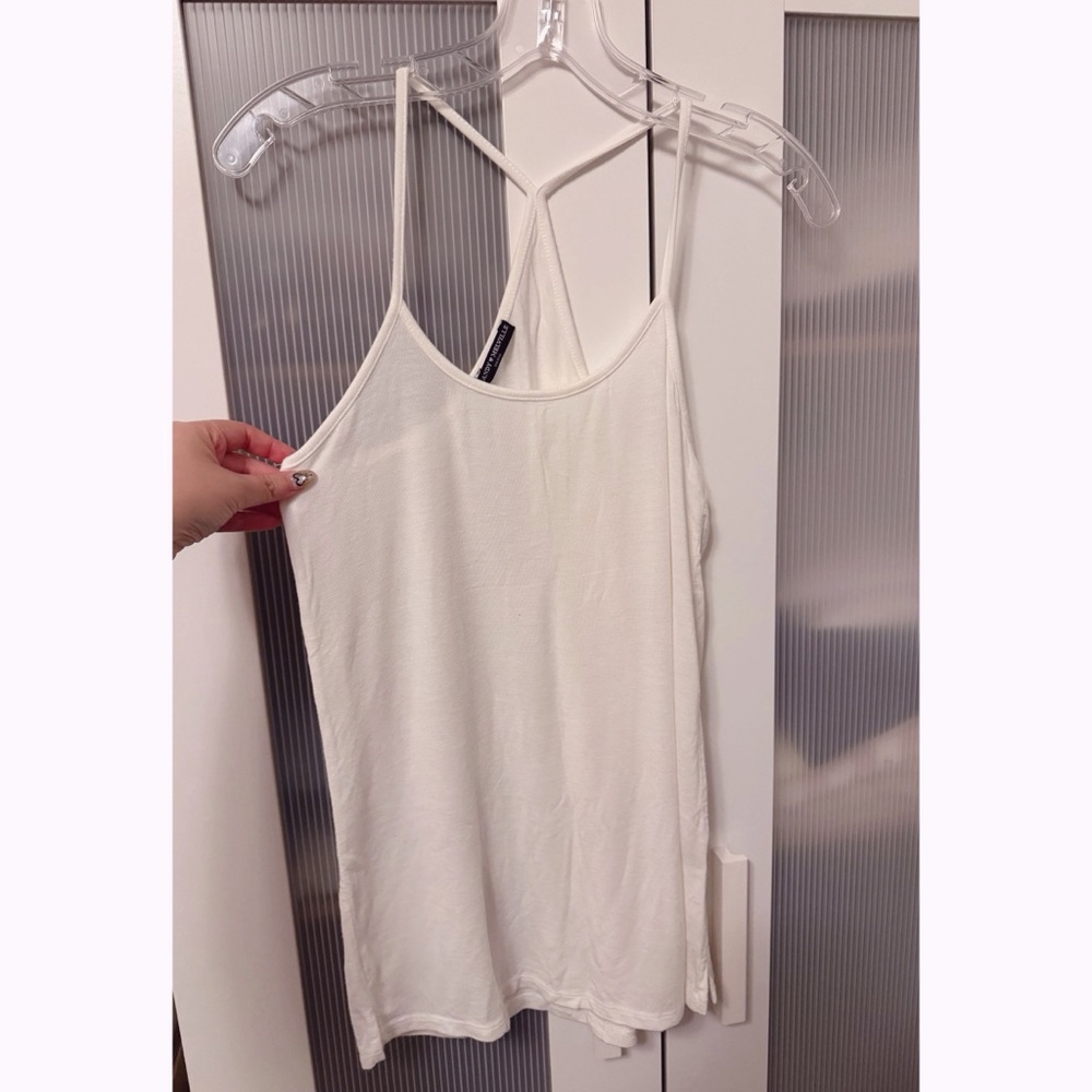 Brandy Melville White Racerback Tank Top One Size